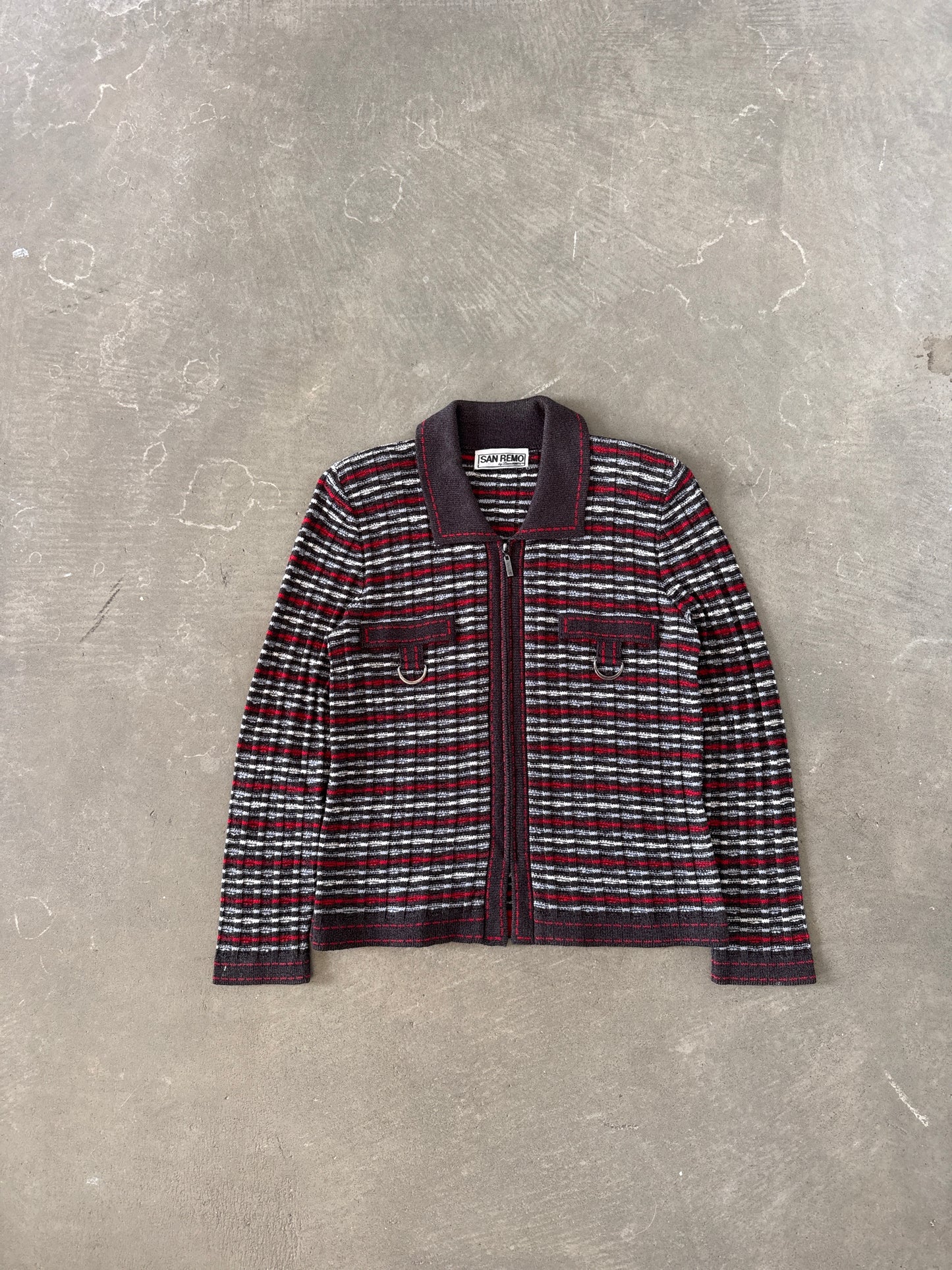 Vintage 80s Women’s San Remo Acrylic Knit Zip Up Jacket
