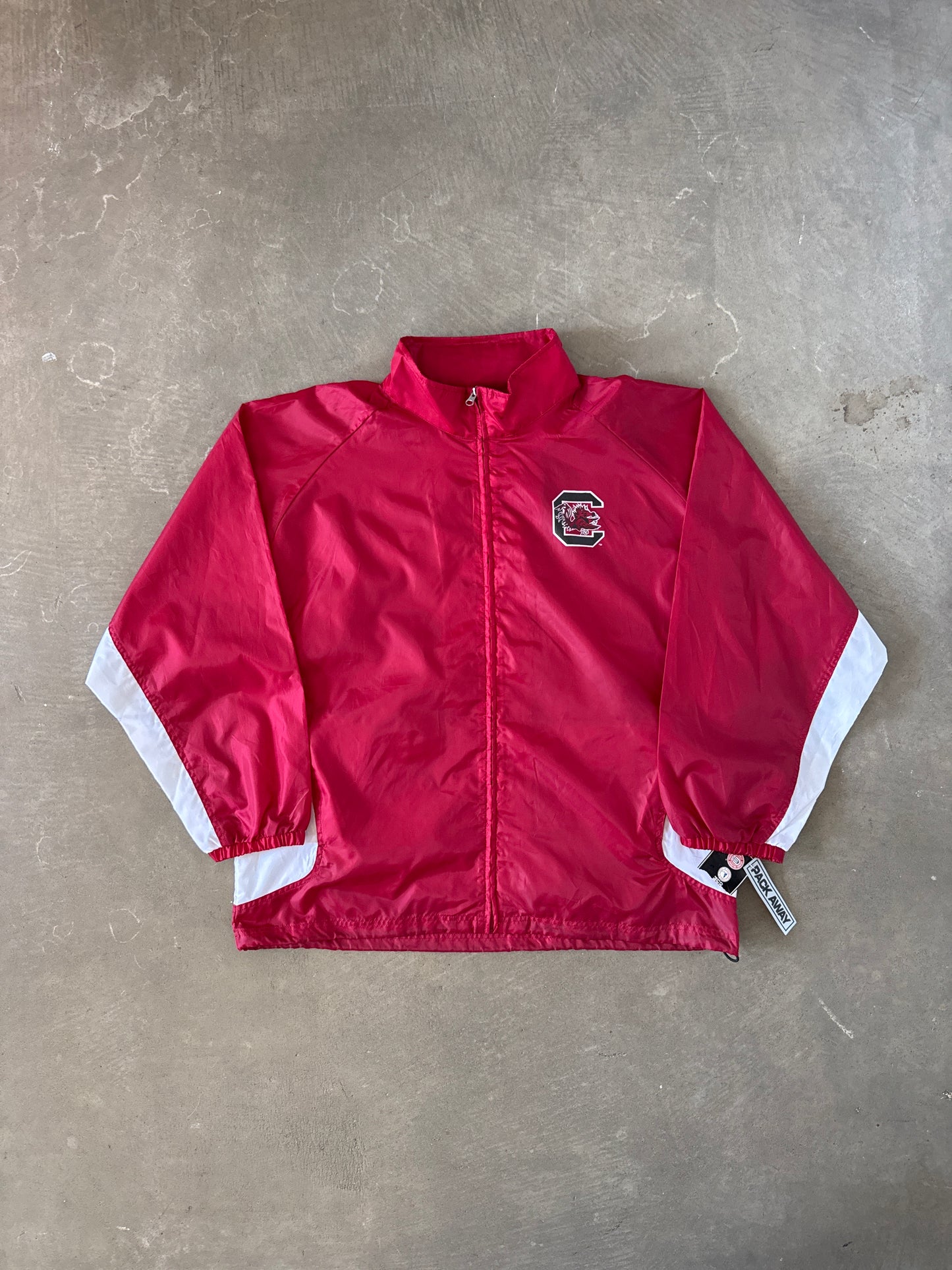 Vintage Genuine Stuff University Of South Carolina Gamecocks Hooded Packaway Windbreaker Jacket
