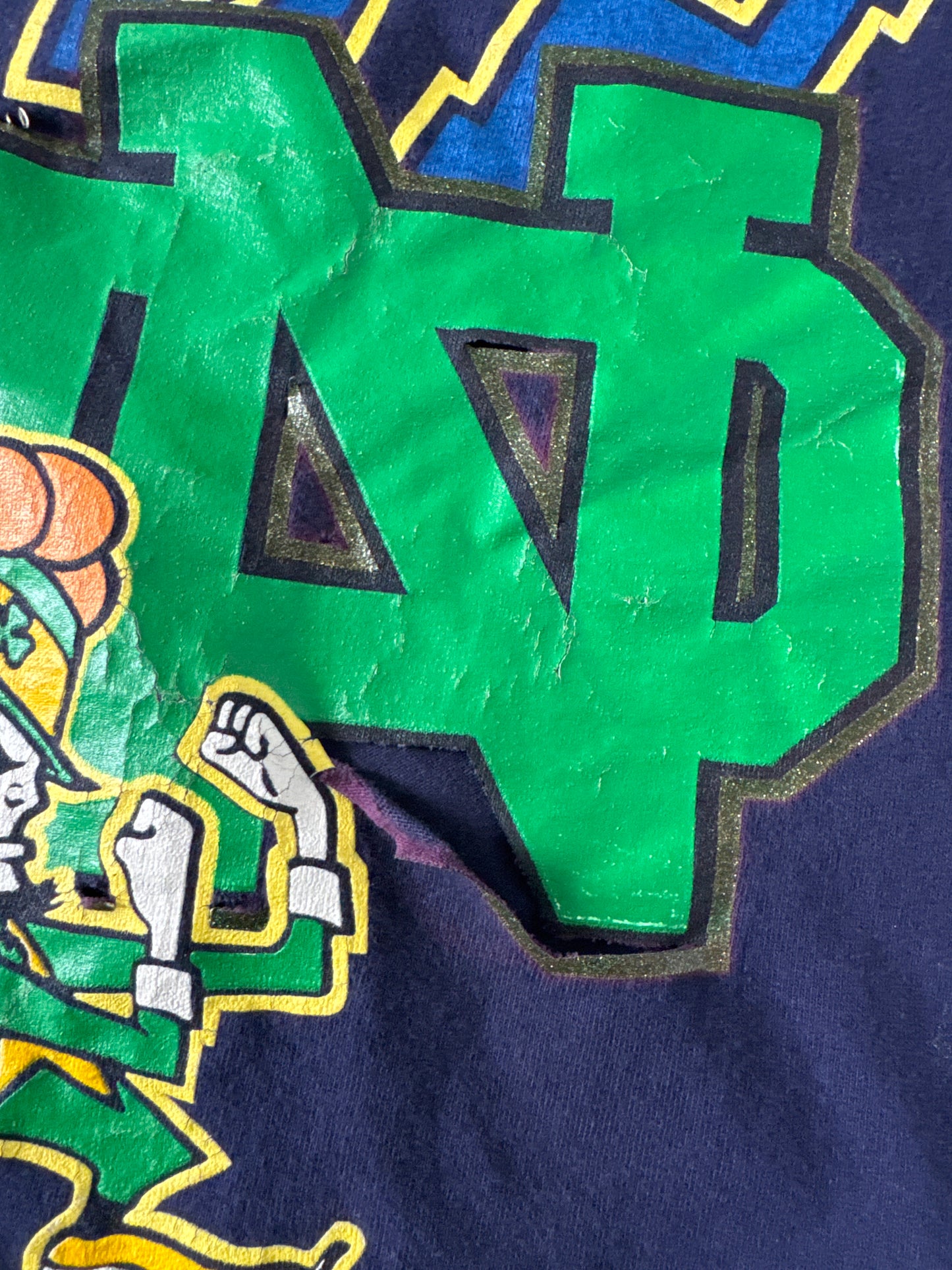 Vintage 90s Notre Dame Irish Garfield Distressed Tee