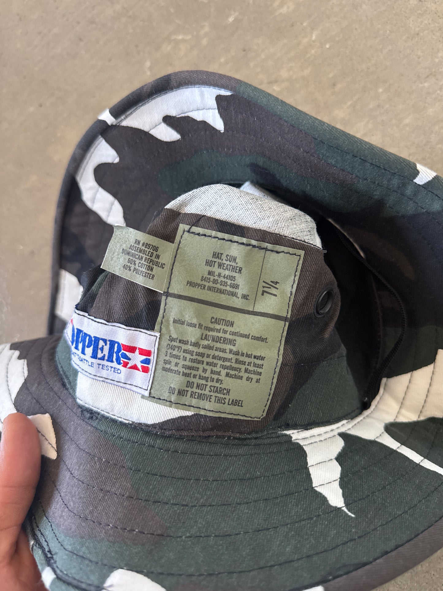 Vintage Propper U.S. Military Woodland Camo Boonie Bucket Hat