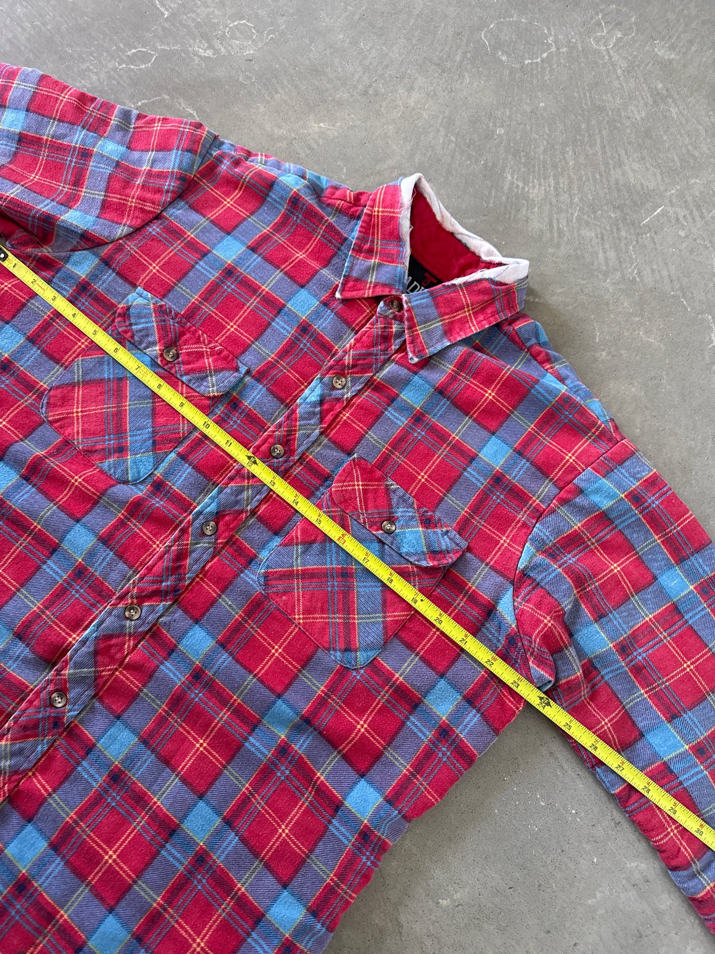 Vintage 90s Tradition Distressed Plaid Quilted Lined Flannel