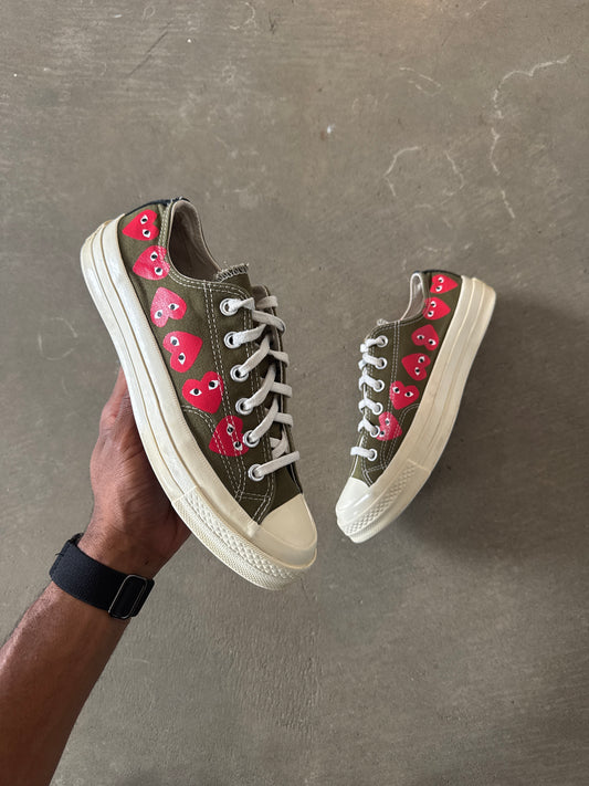 Converse Comme Des Garçon CDG Chuck Taylor All Star 70 Ox Multi Heart Green