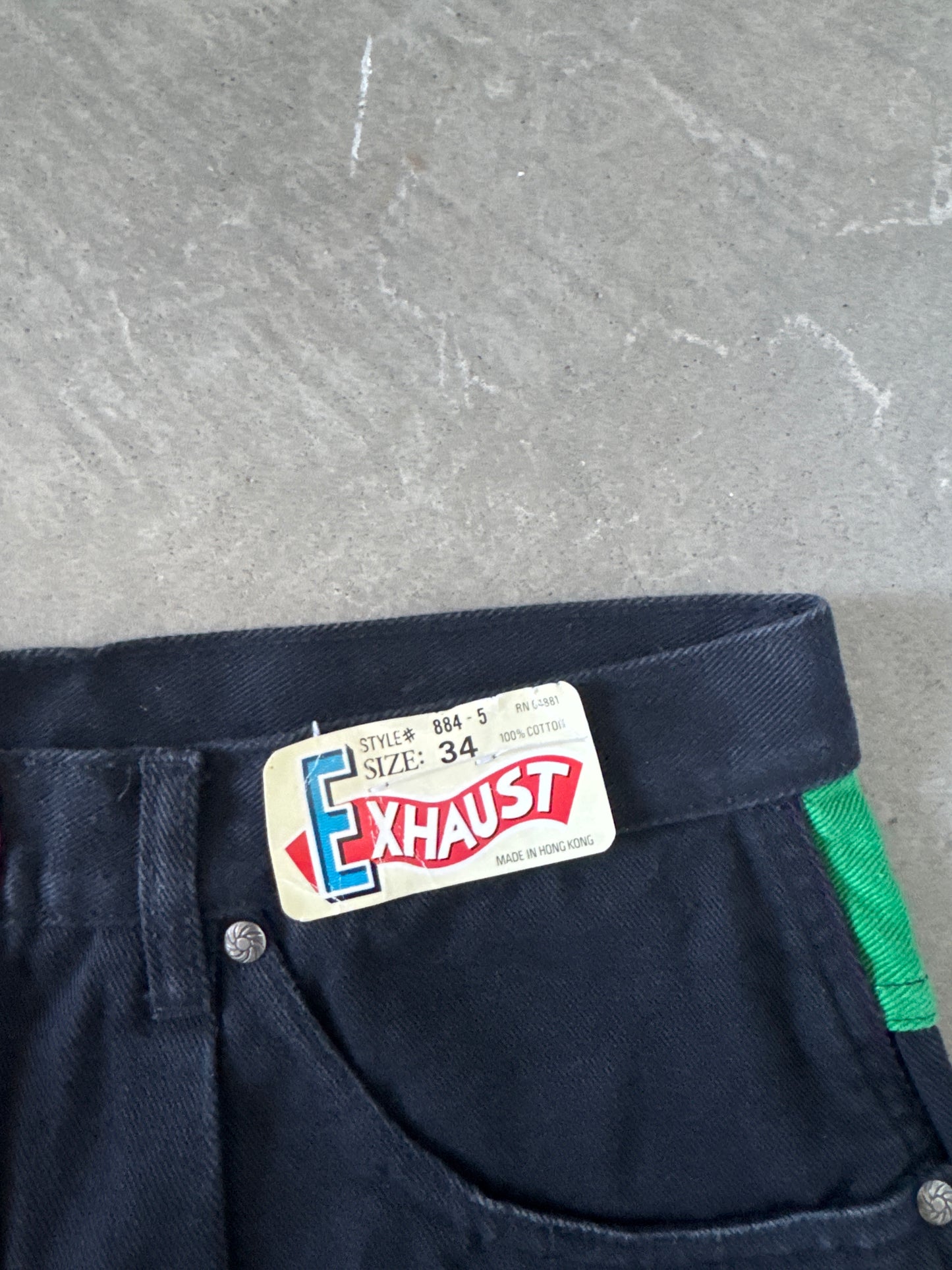 Vintage 90s Exhaust Malcolm X Embroidered Black Denim Shorts