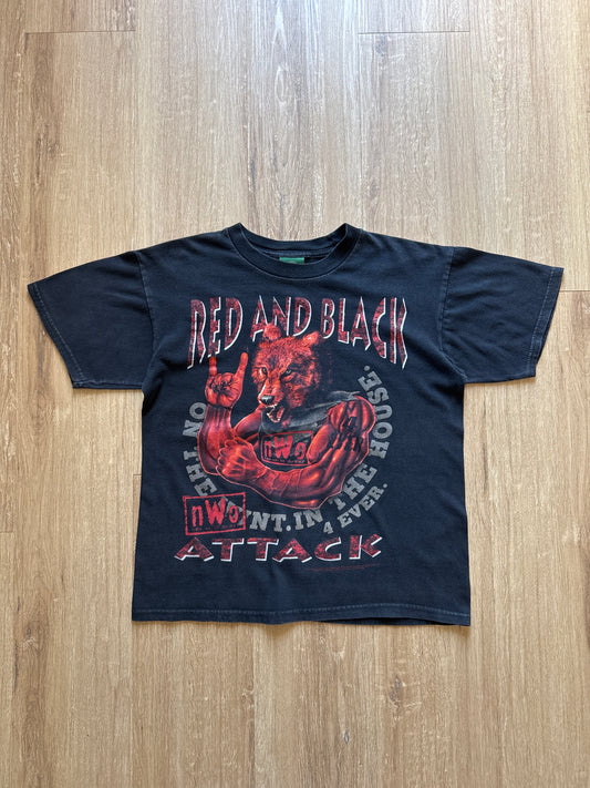 Vintage 1998 Youth WWF New World Order Red And Black Attack Tee