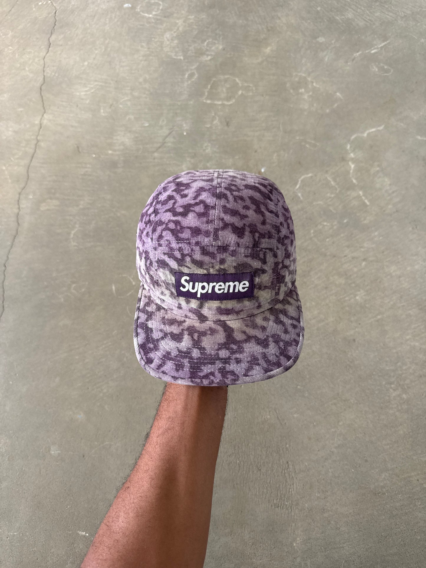 Supreme Liberty Fabric Purple Leopard Print Camp Cap