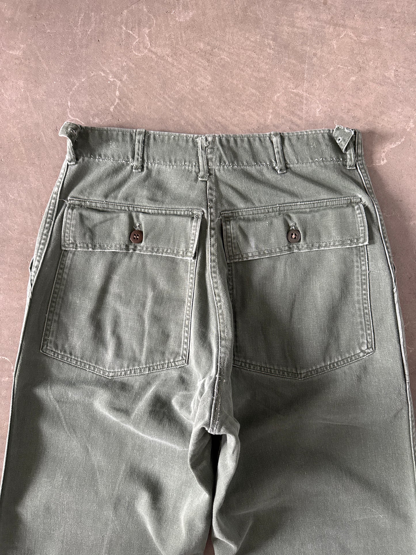 Vintage 70s Vietnam Era OG-107 Military Utility US Army Fatigue Olive Green Trousers