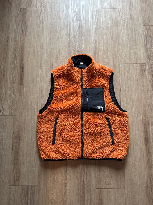Stussy Sherpa Reversible Tangerine Vest