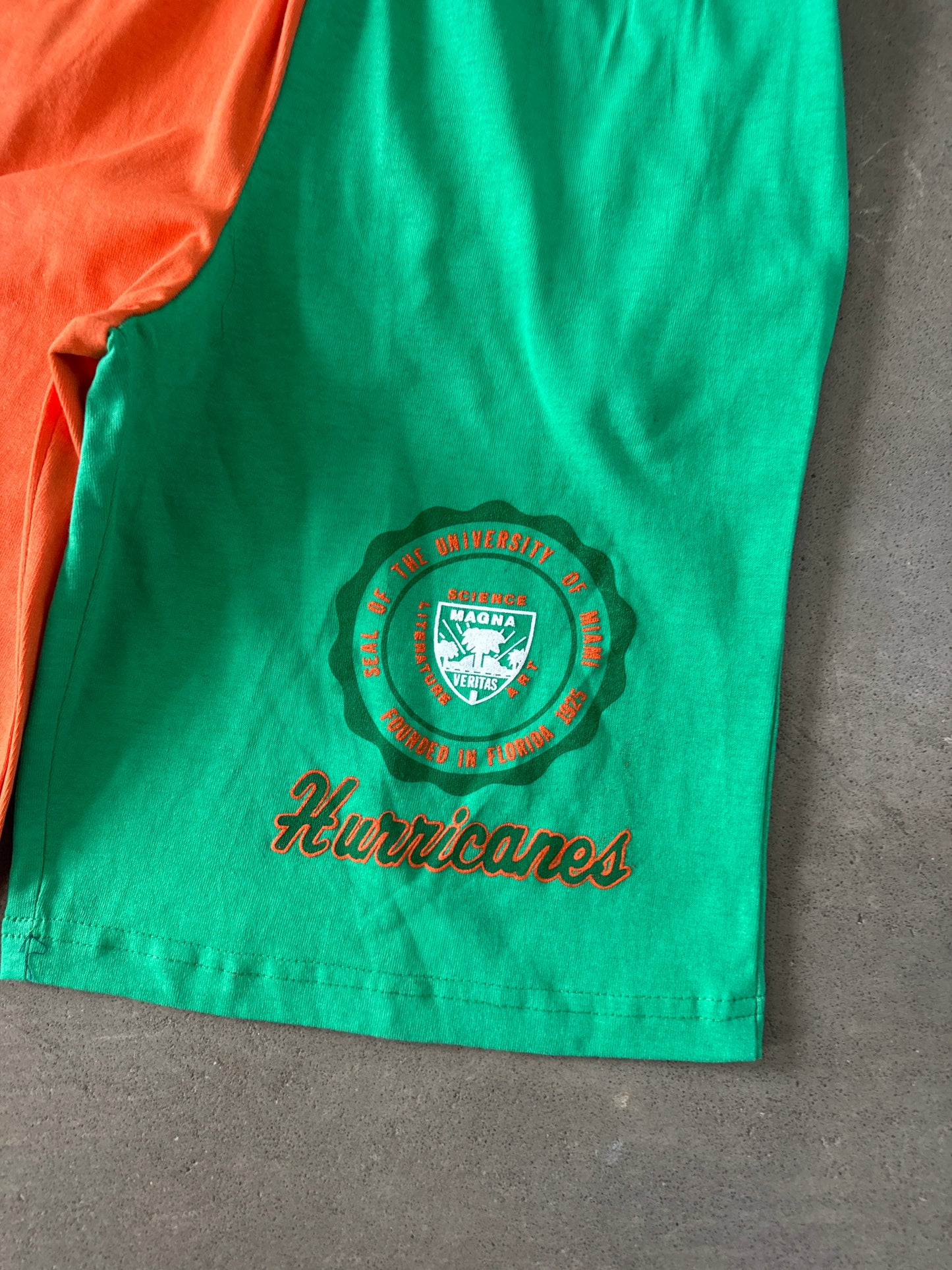 Vintage 90s University Of Miami Hurricanes Logo Split Shorts