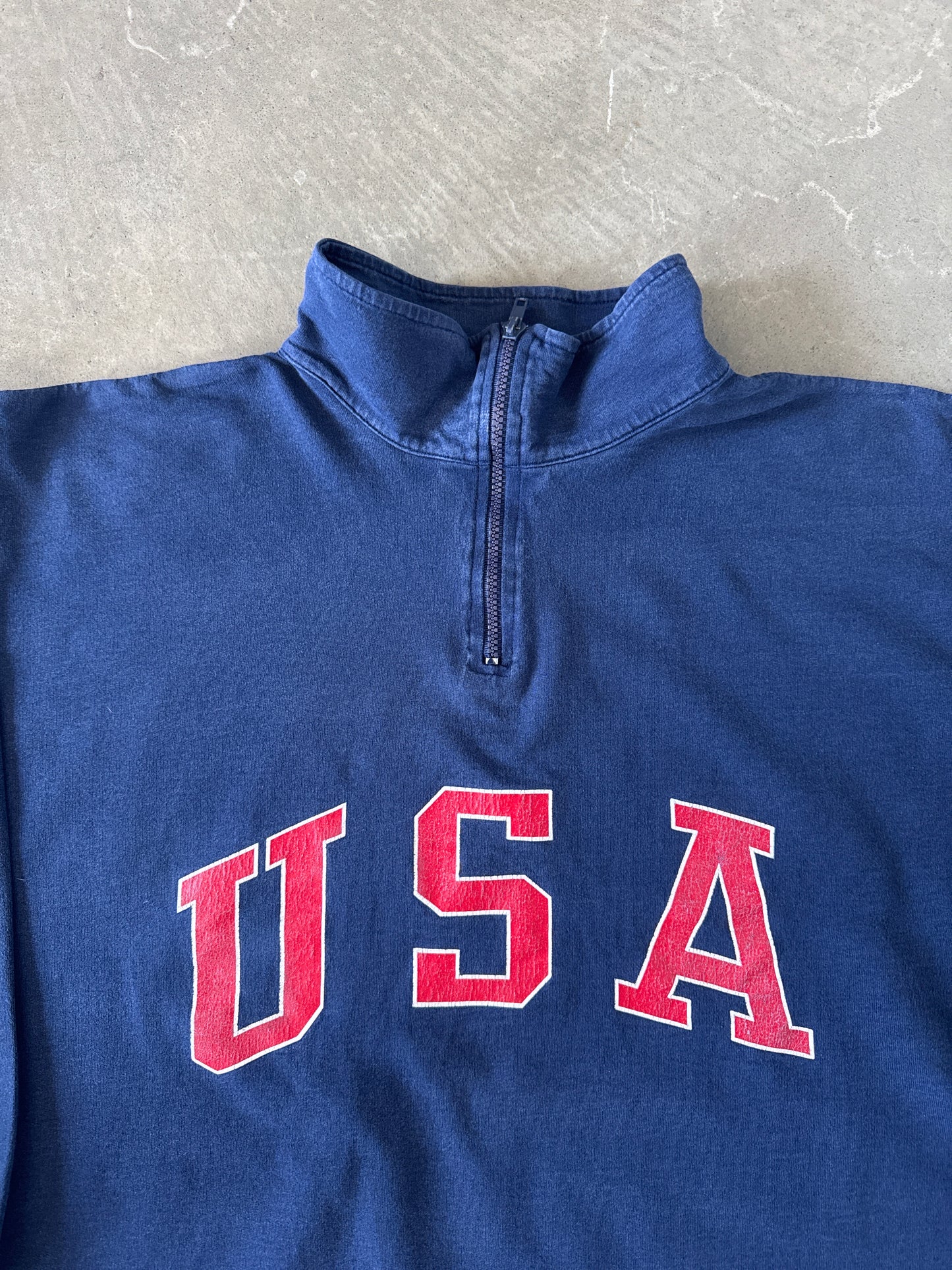 Vintage 90s USA Quarter Zip Pullover Sweatshirt