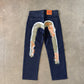 Evisu Embroidered Japanese Art Salvage Denim Jeans