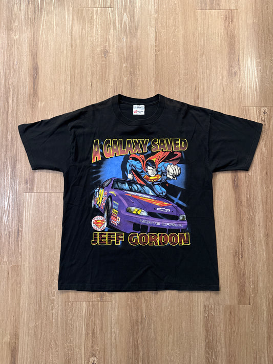 Vintage 1999 Nascar Jeff Gordon Superman A Galaxy Saved Tee