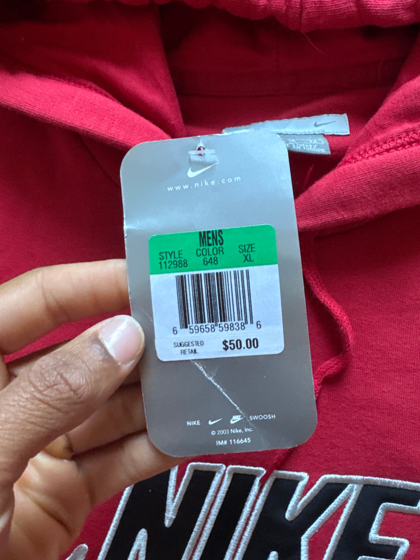 Vintage Y2K Nike Red Embroidered Logo Hoodie