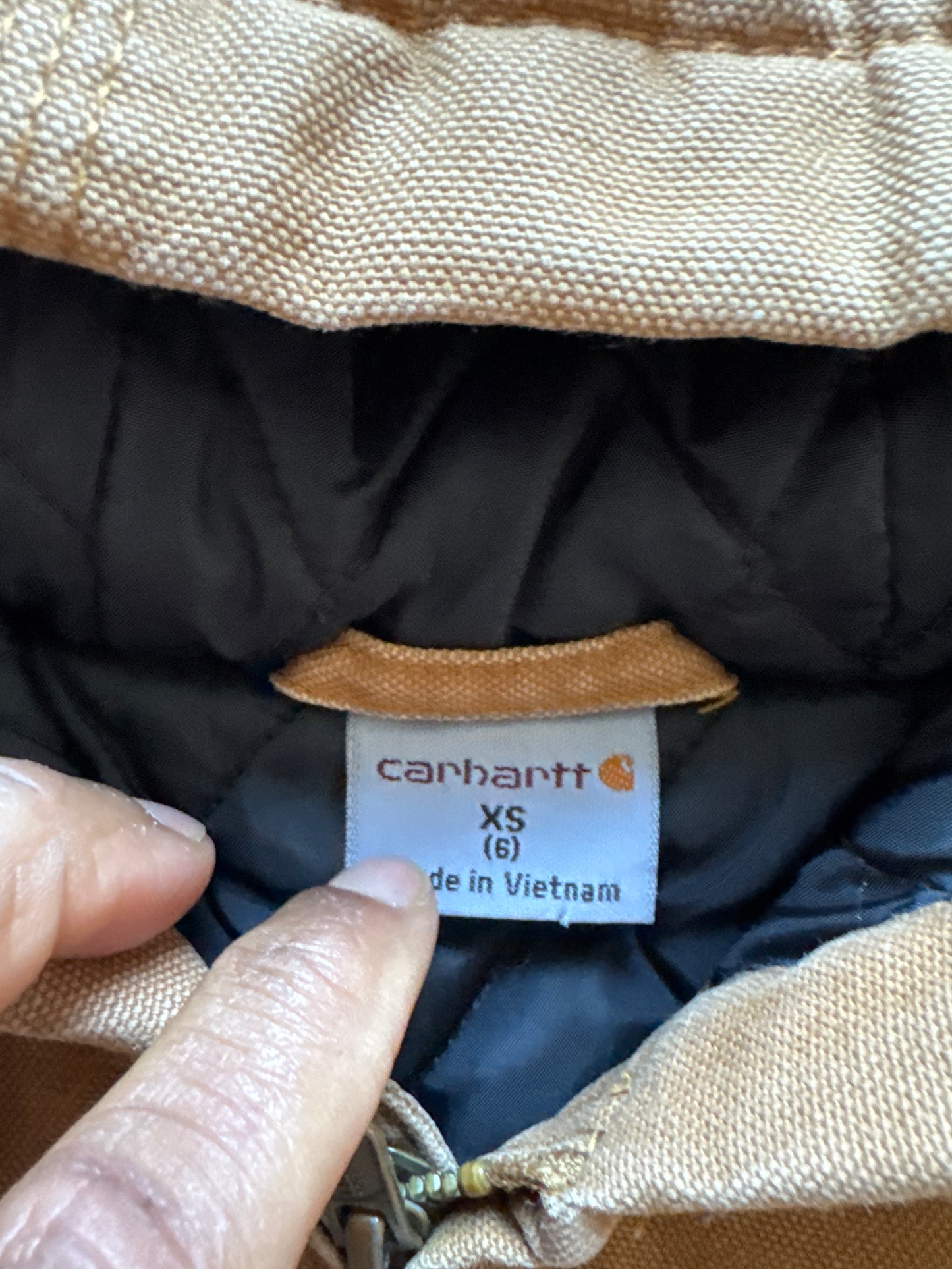 Vintage Youth Carhartt Tan Hooded Work Jacket