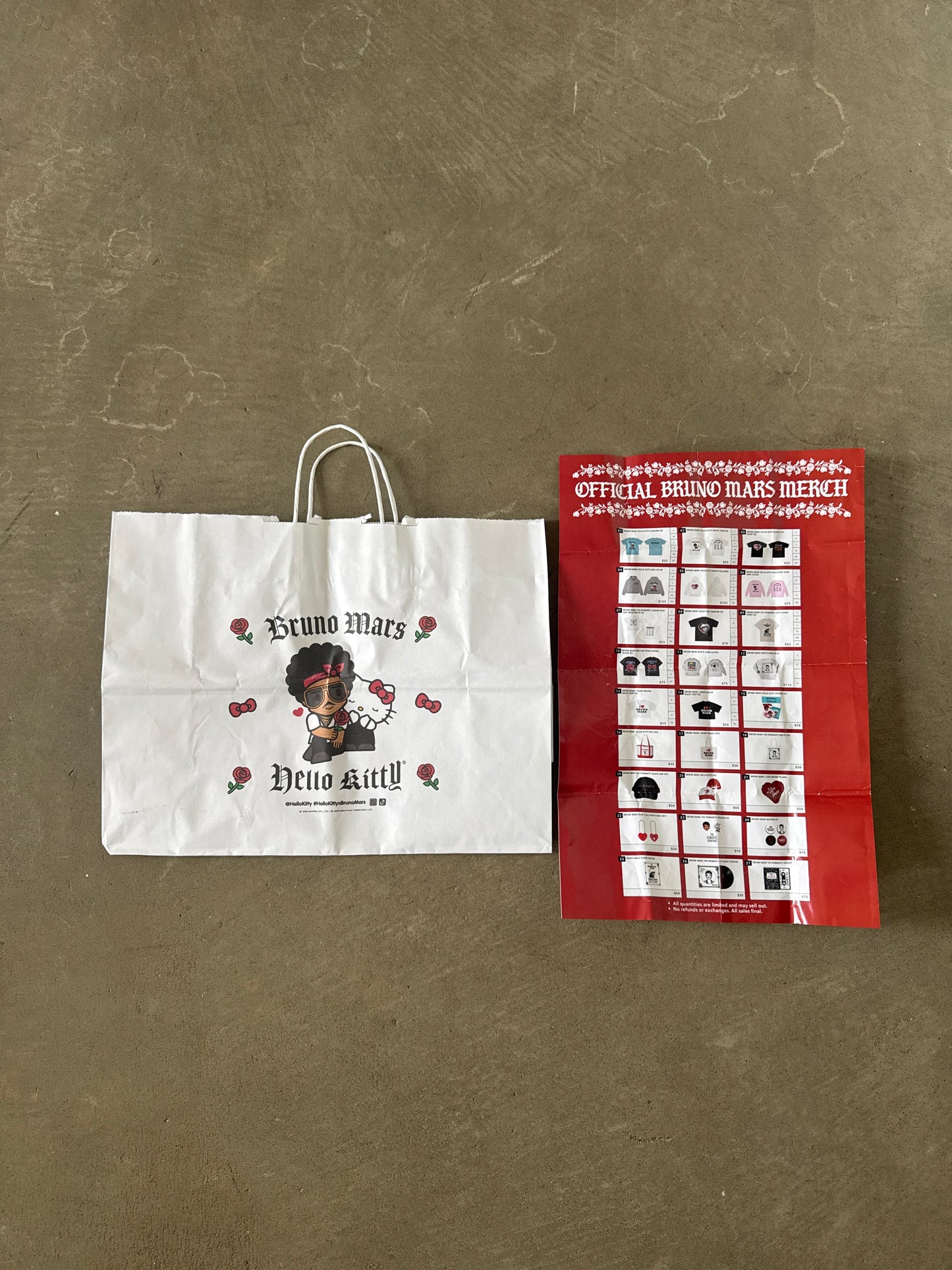 HELLO KITTY x BRUNO MARS Romantic Tour Official Merch Paper Bag Merch Catalog