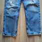 Vintage Distressed Paint Splatter Blue Denim Jeans