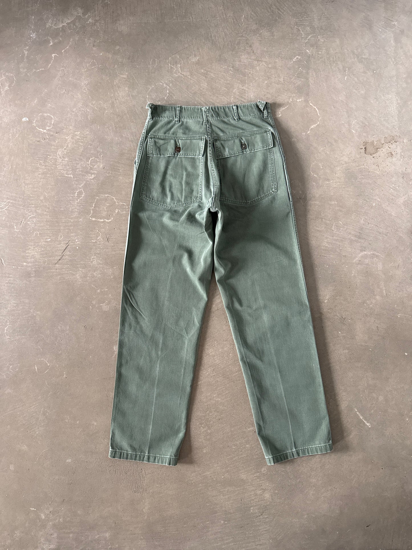 Vintage 70s Vietnam Era OG-107 Military Utility US Army Fatigue Olive Green Trousers