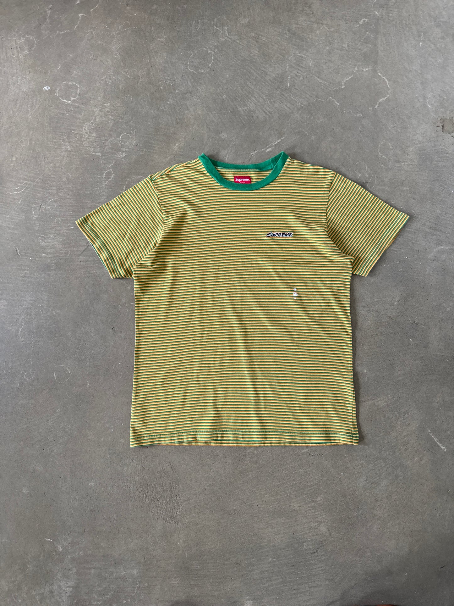 Supreme Multi Stripe Yellow Green Tee