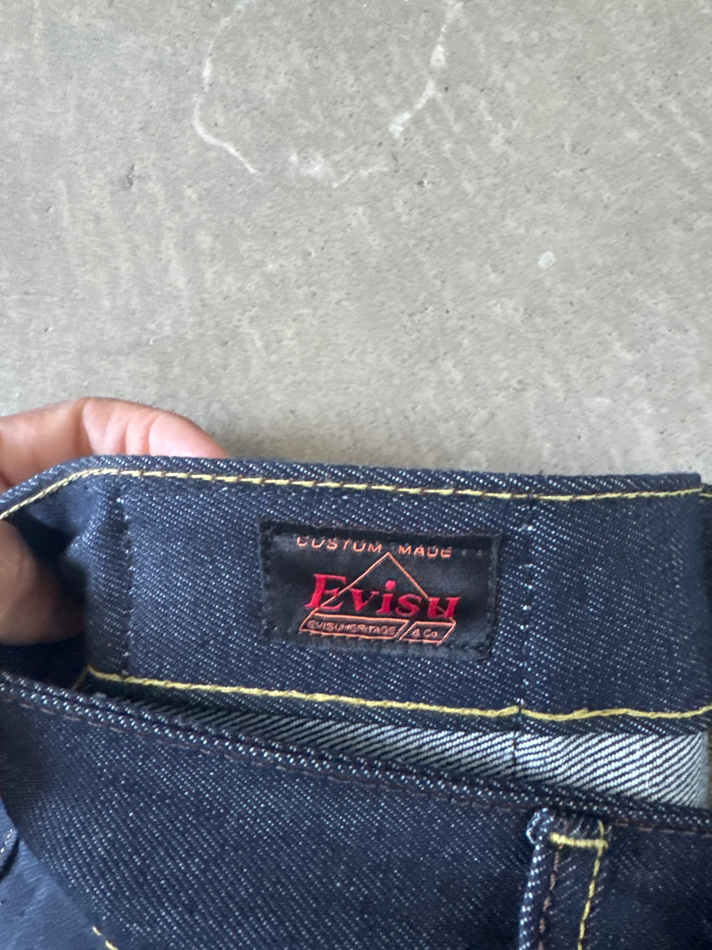 Evisu Green Dog Japanese Art Selvedge Denim Jeans