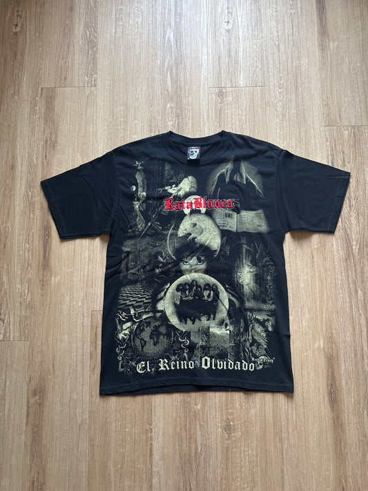 Vintage Y2K Rata Blanca El Reino Olvidado Mexican Bootleg Metal Rock & Death Tag Tee
