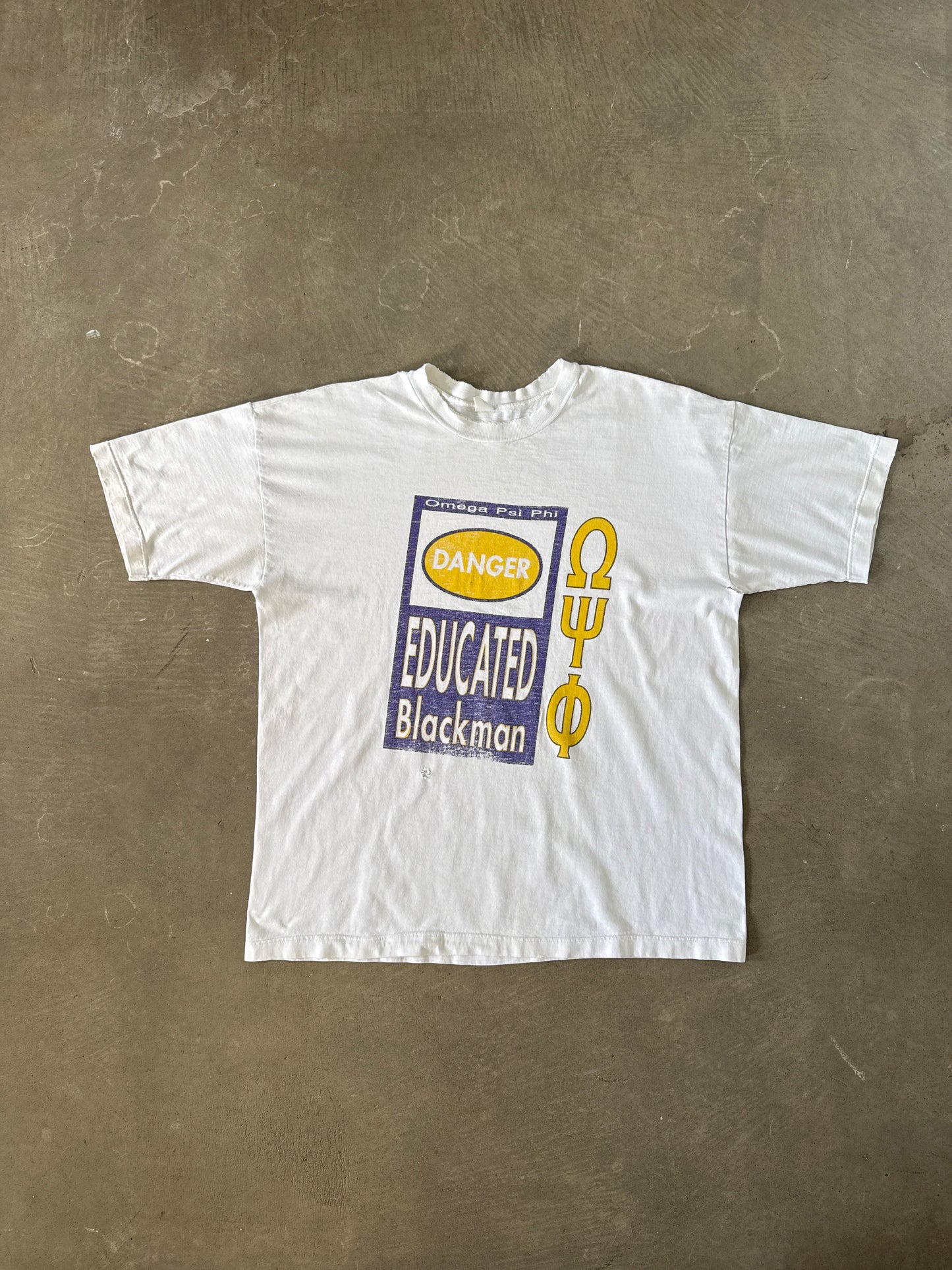 Vintage 90s Omega Psi Ph Educated Blackman Greek Tee