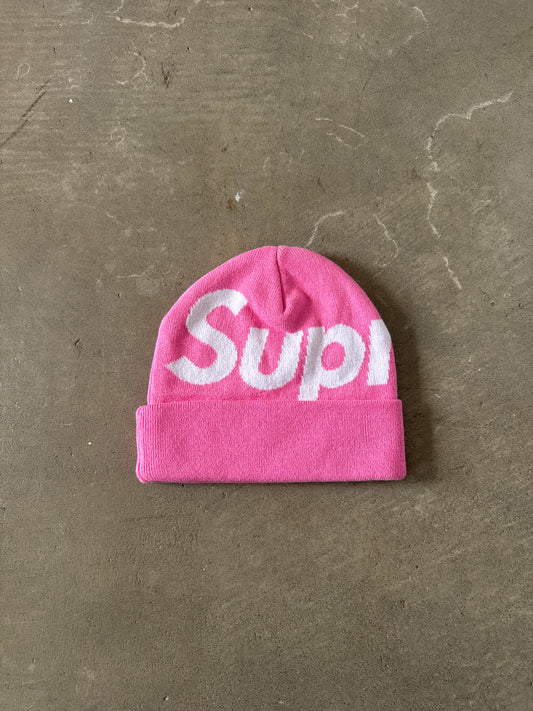 Supreme Big Logo Pink Beanie