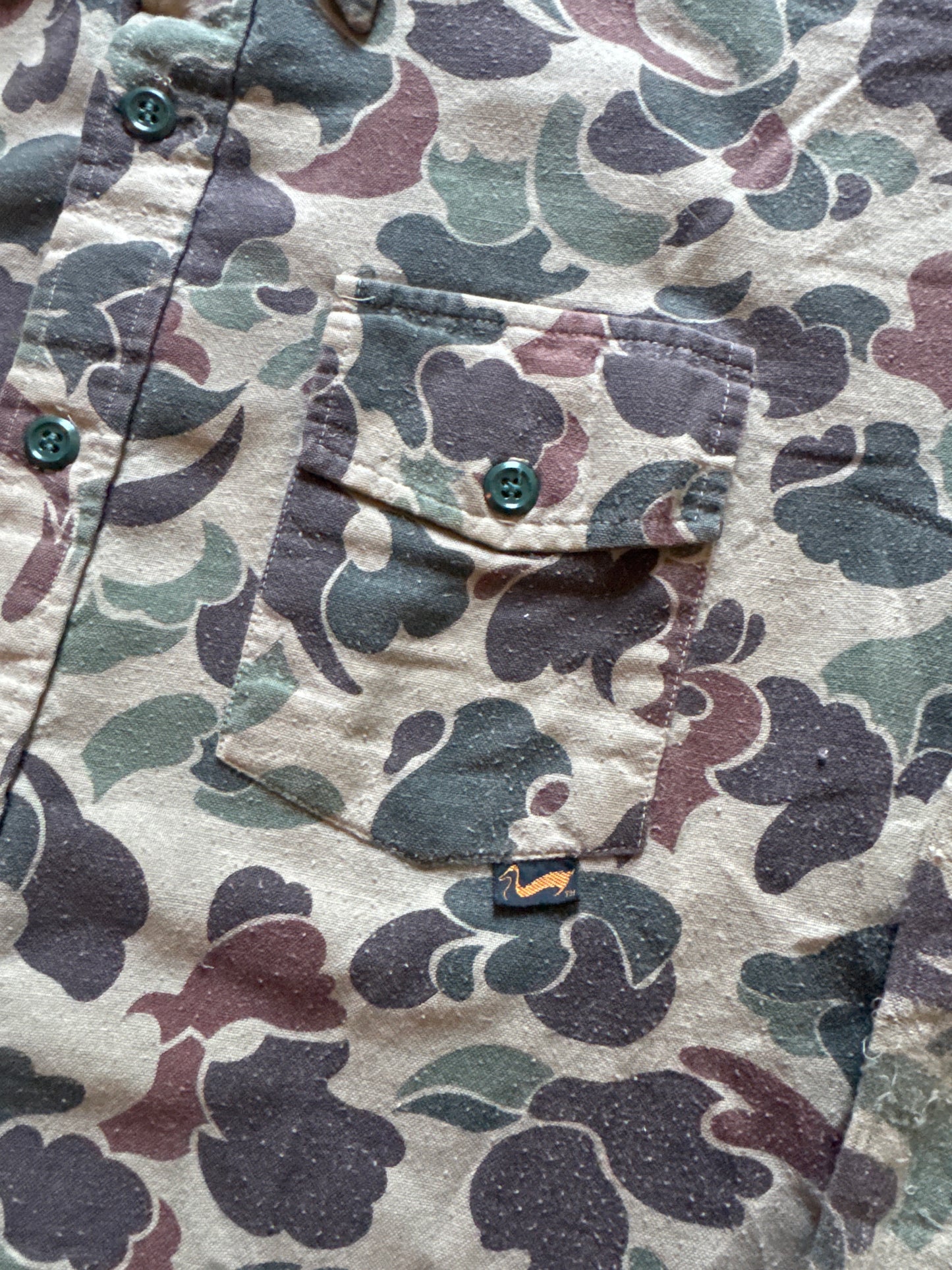 Vintage 80s Duxbak Duck Camo Distressed Button Up Shirt