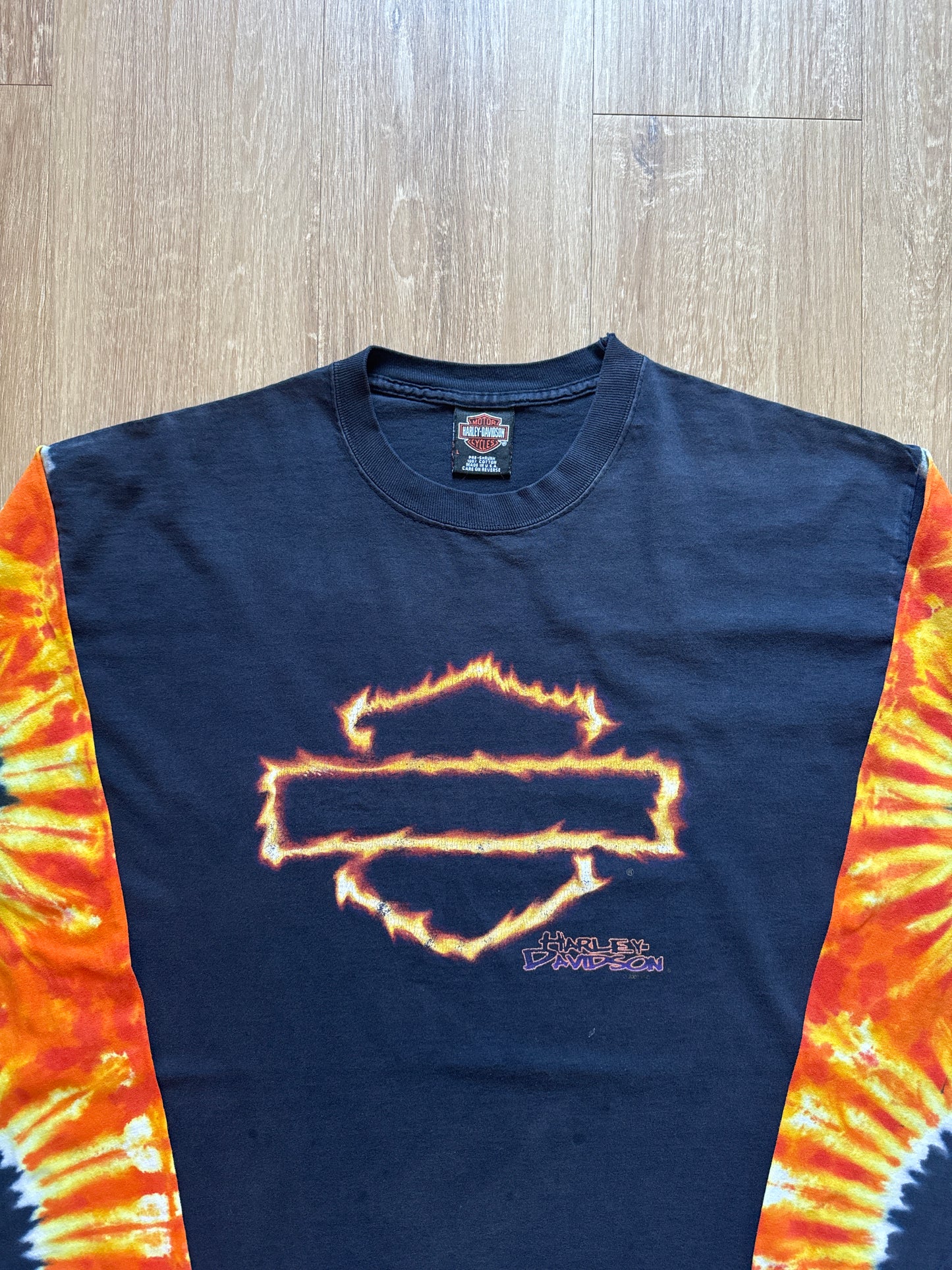 Vintage Harley Davidson Flame Sleeve Springfield Massachusetts Long Sleeve