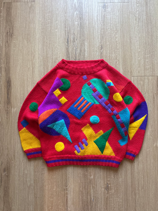 Vintage 90s Youth E Spirit Multicolored Sweater