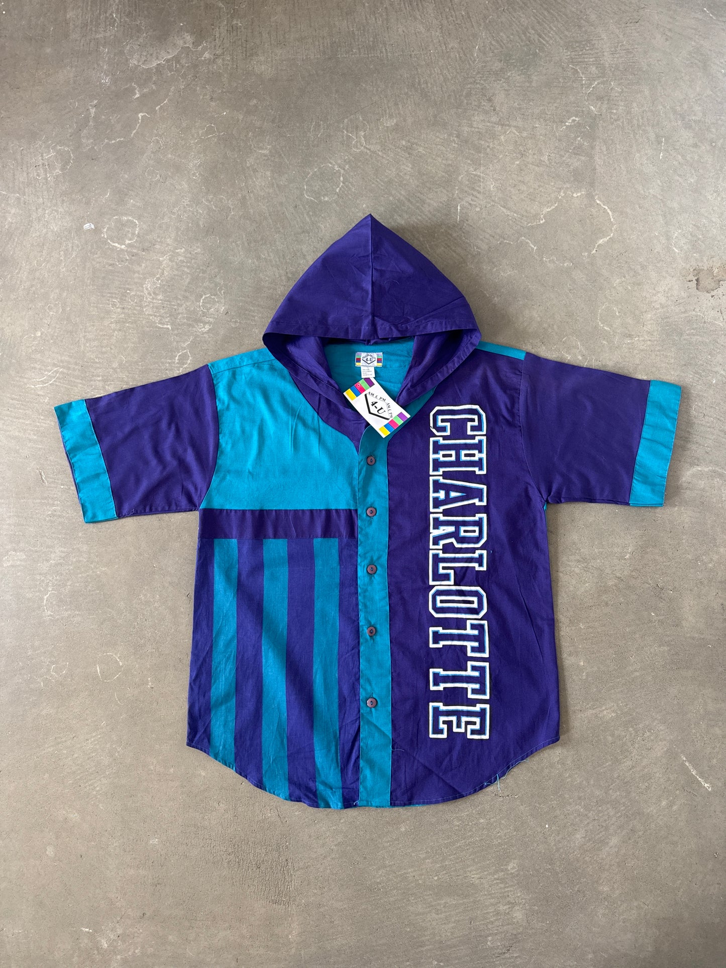 Vintage 90s Charlotte Hornets Hooded Tee Shorts Set