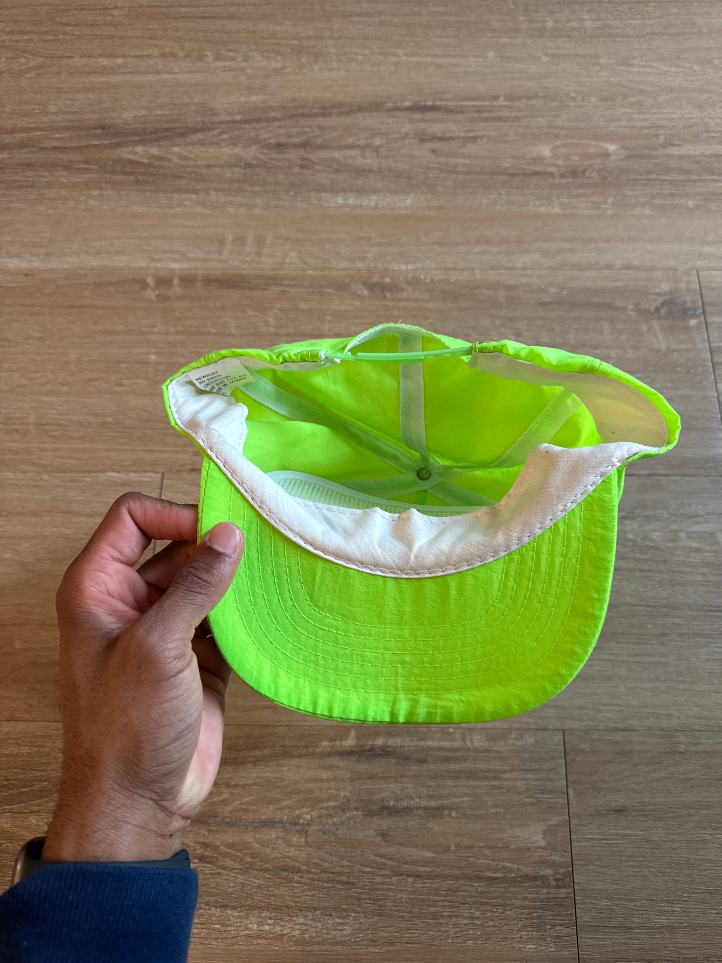 Vintage Newport Embroidered Logo Neon Green Snapback Hat