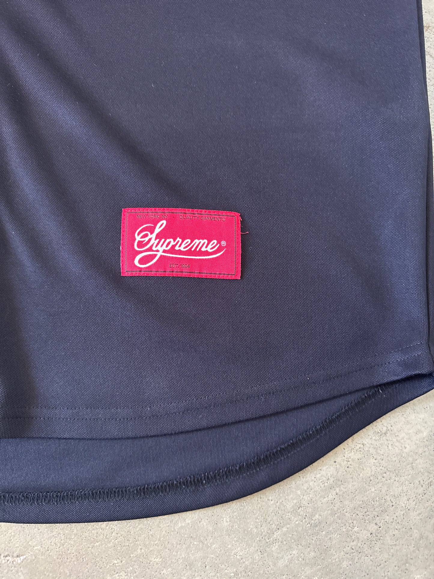 Supreme Snake Script Logo Black Baseball Jersey