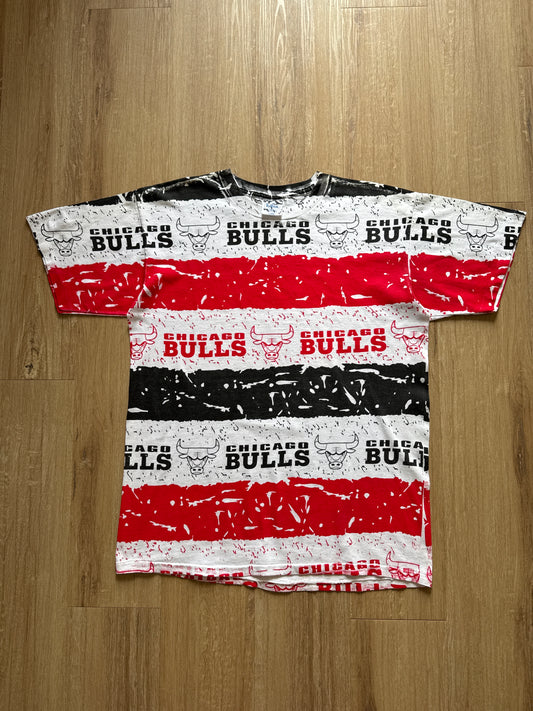 Vintage Tultex Chicago Bull All Over Print AOP Tee
