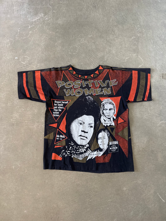 Vintage 90s World Kacy Colors Positive Women Black History All Over Print Tee