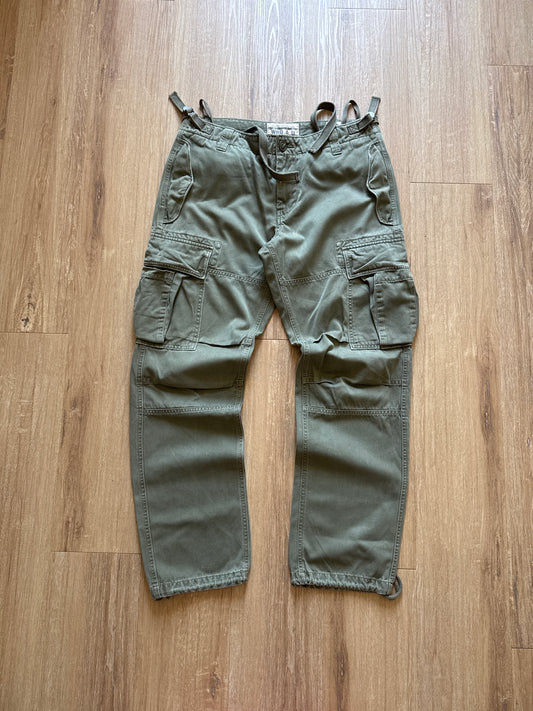 WHO.A.U American Vintage Style Olive Green Cargo Pants