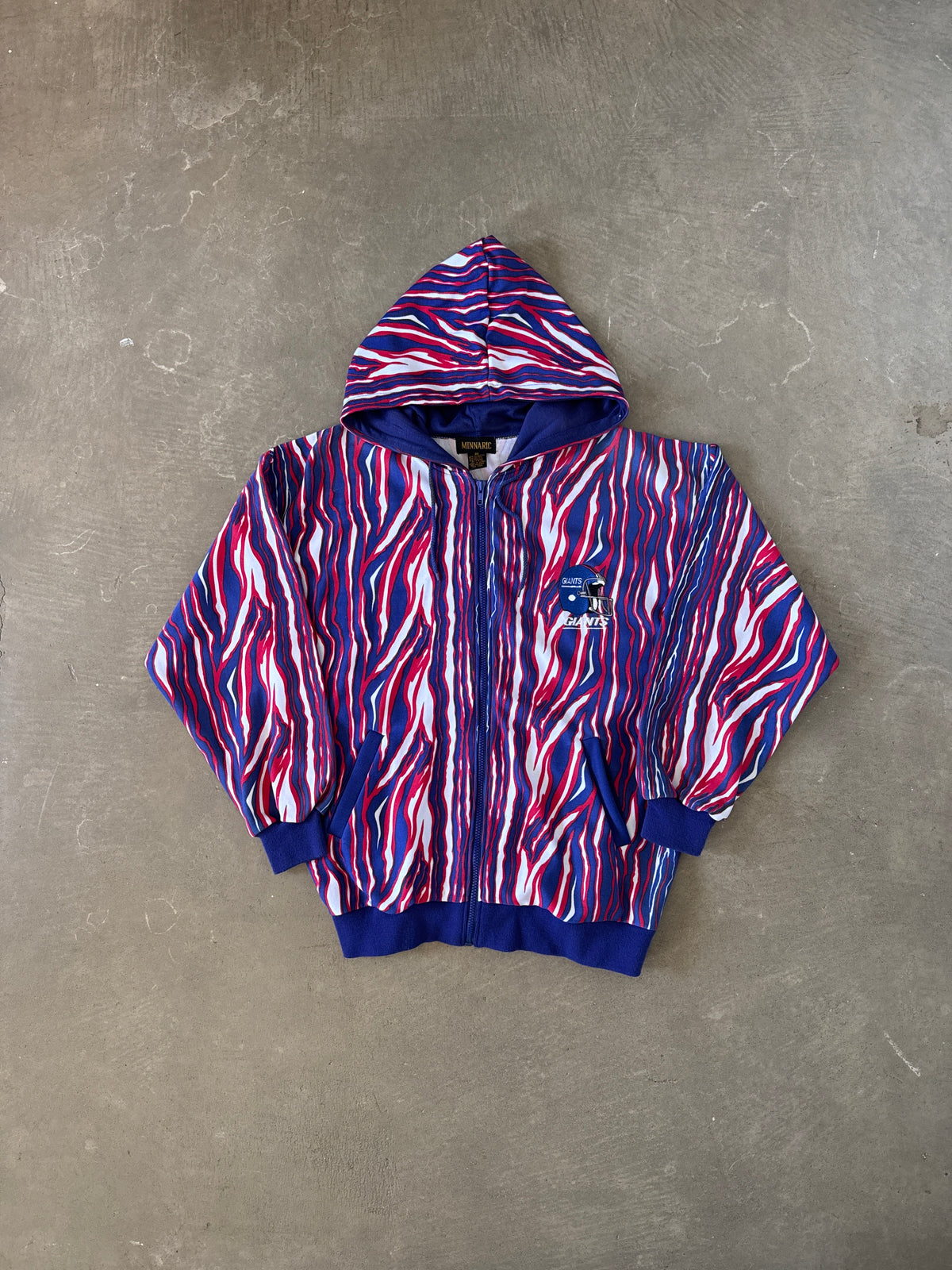 Vintage 90s New York Giants Zebra Hooded Zip Up