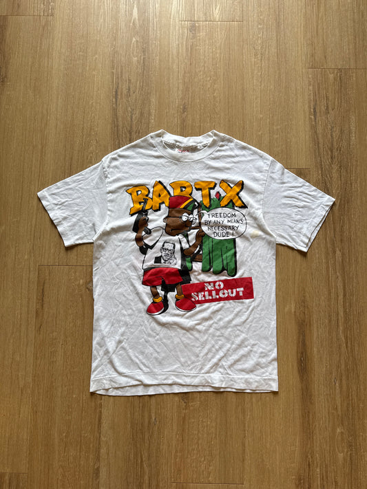 Vintage 90s Bart X Malcolm X Freedom By Any Means Necessary Dude No Sellout Tee
