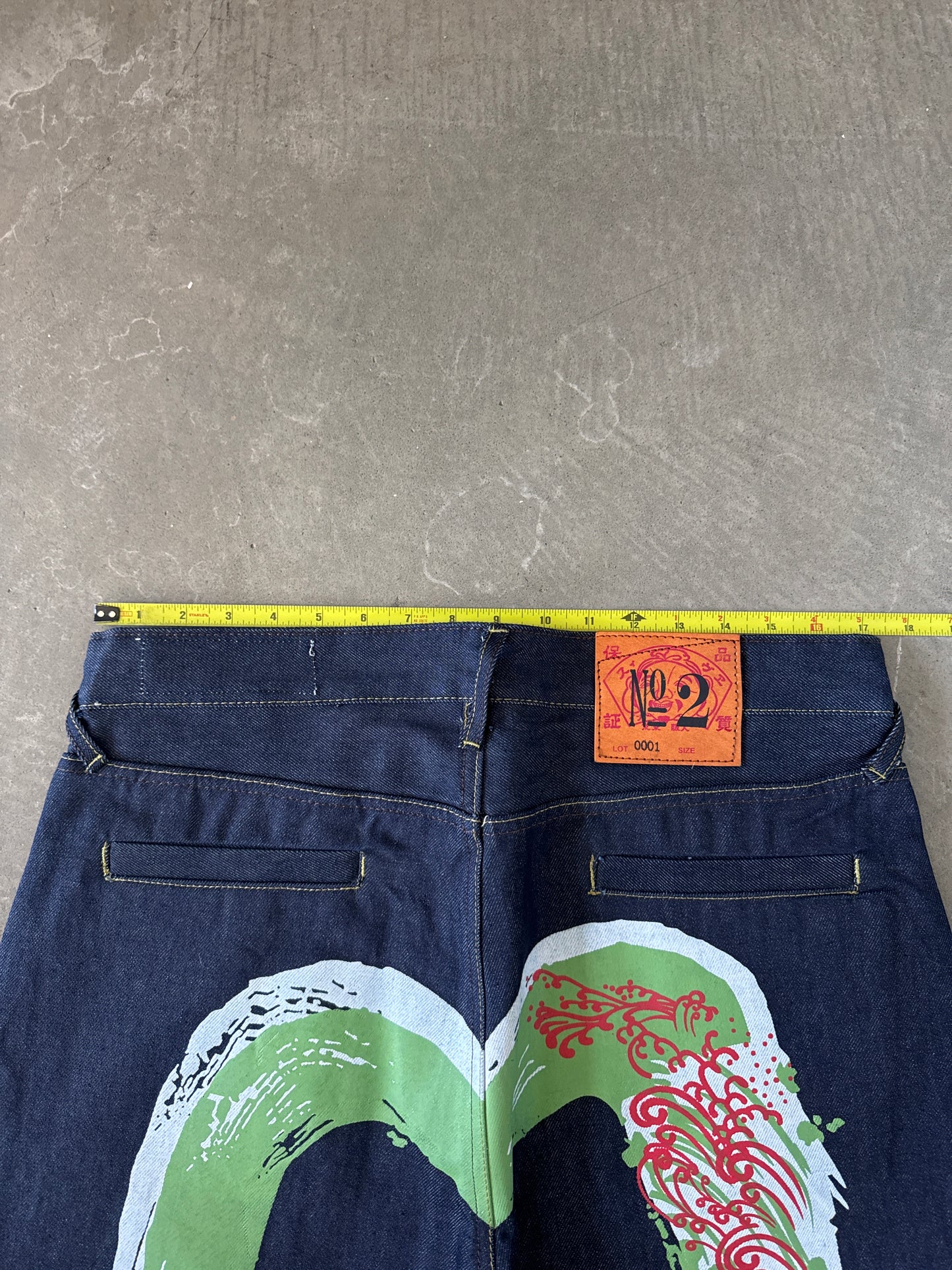 Evisu Japanese Green Wave Art Selvedge Denim Jeans