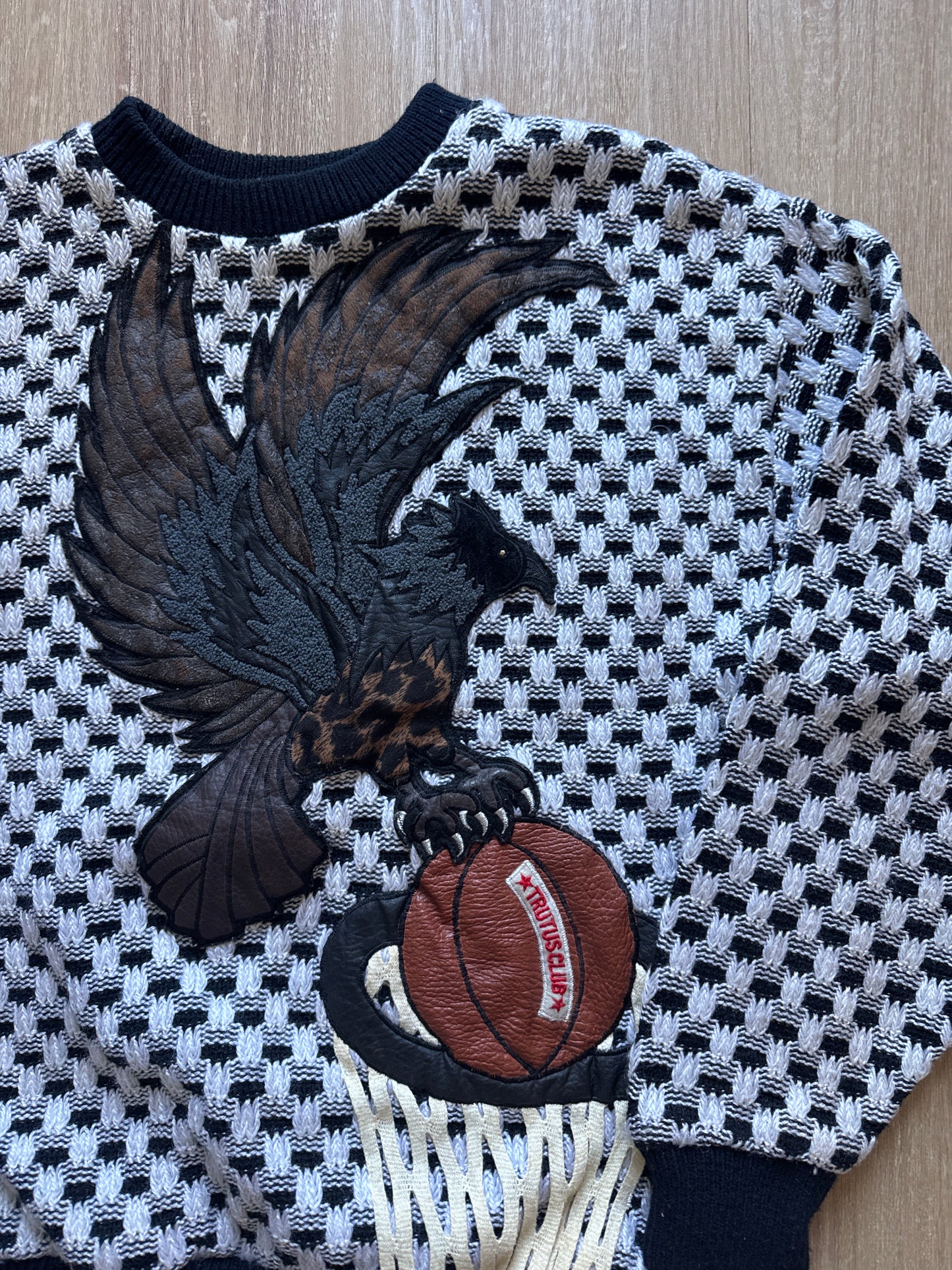 Vintage 90s Biancara Trutus Club Basketball Acrylic Falcon Sweater