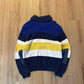 Vintage Polo Ralph Lauren Toggle Shawl Blue Navy Cotton Elbow-Patches Sweater