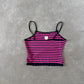 Romwe Women's Y2K Lace Striped Cami Crop Cat Embroidery Tank Top