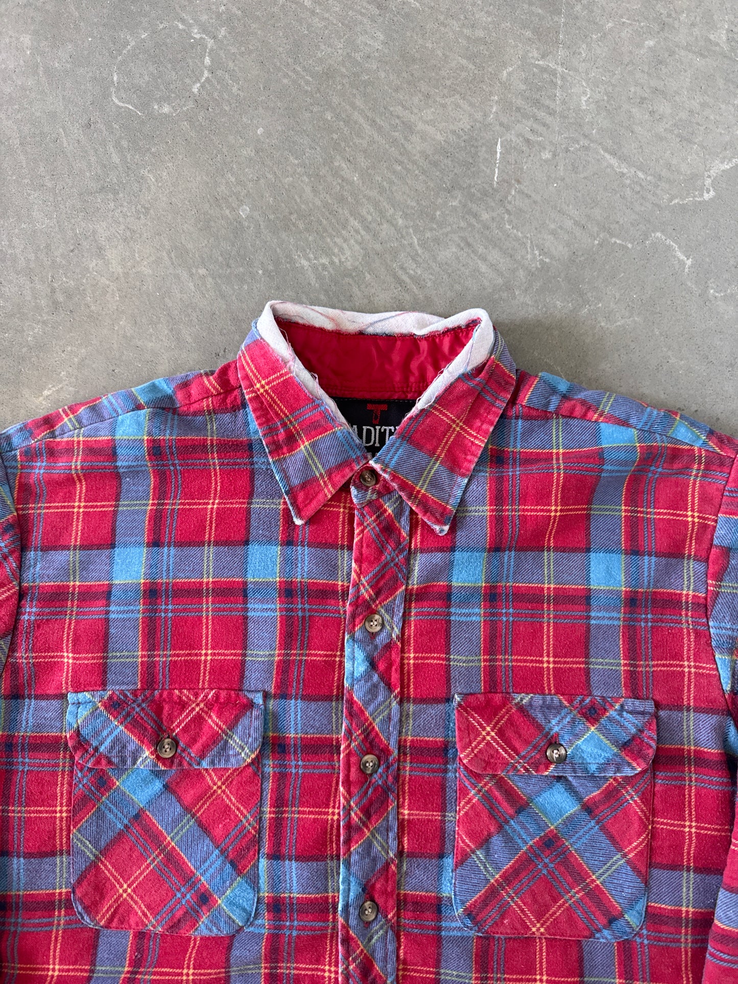 Vintage 90s Tradition Distressed Plaid Quilted Lined Flannel