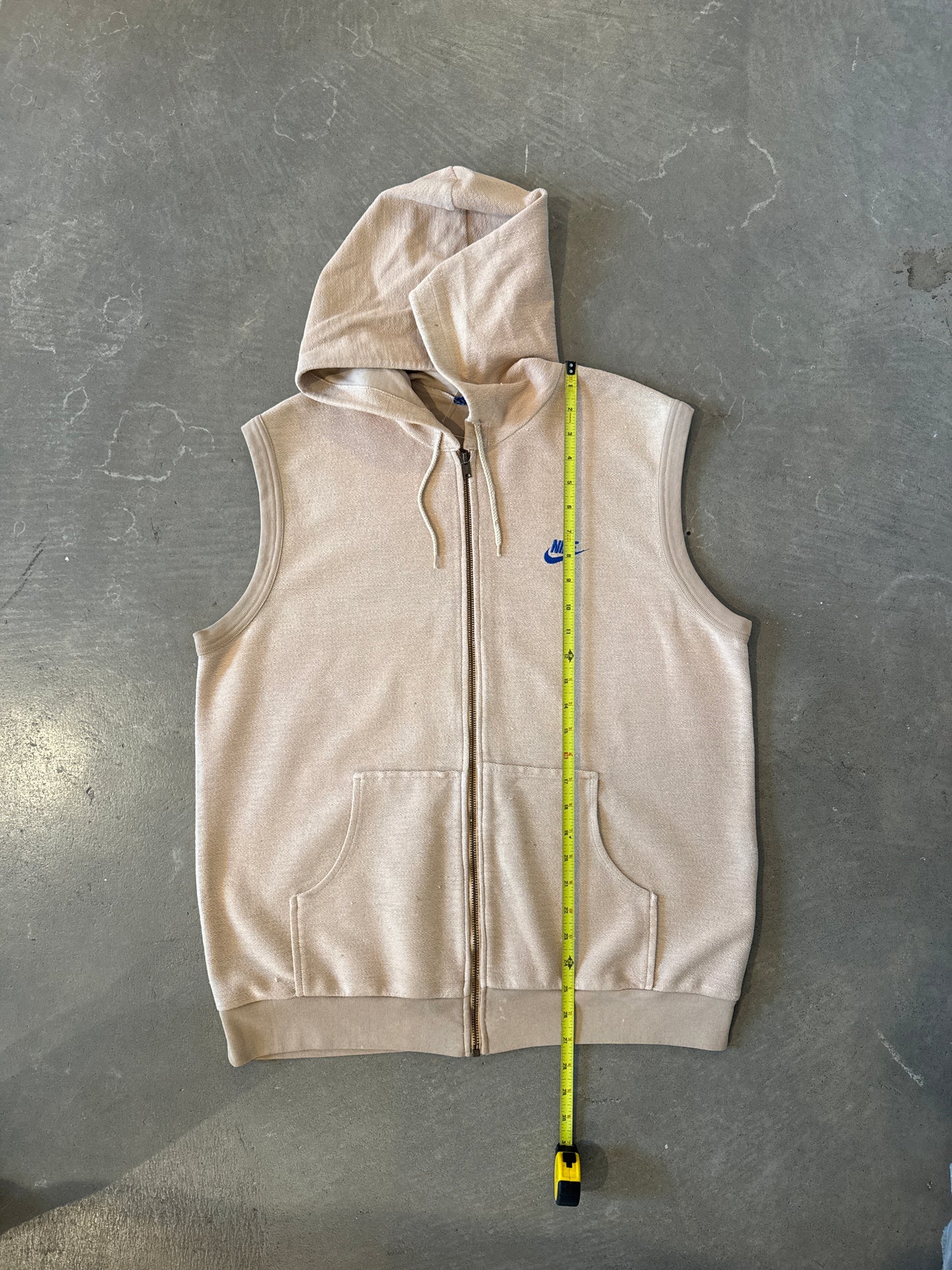 Vintage 80s Nike Blue Tag Sleeveless Terry Cloth Hooded Zip Up Vest