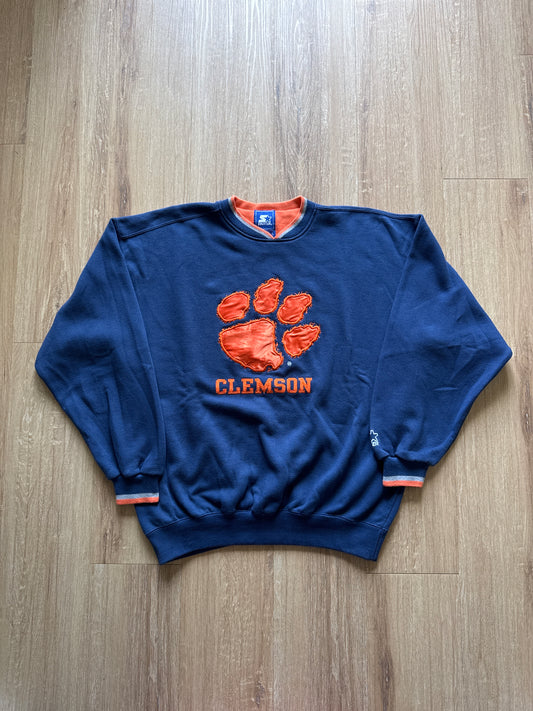 Vintage Starter University Of Clemson Tigers Logo Sweatshirt