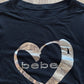 Y2K Women’s Bebe Bedazzled Black Heart Logo Tee