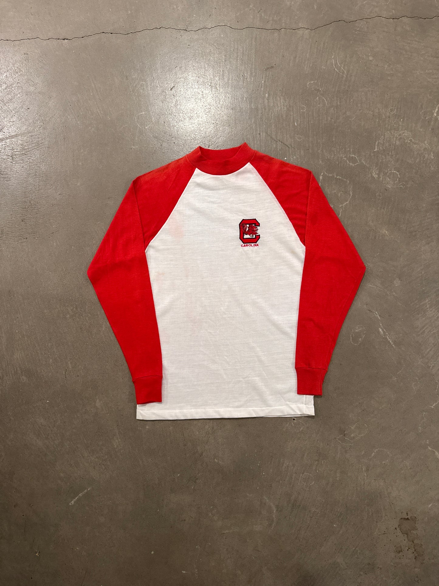 Vintage 80s University Of South Carolina Gamecocks Raglan Style Long Sleeve Tee
