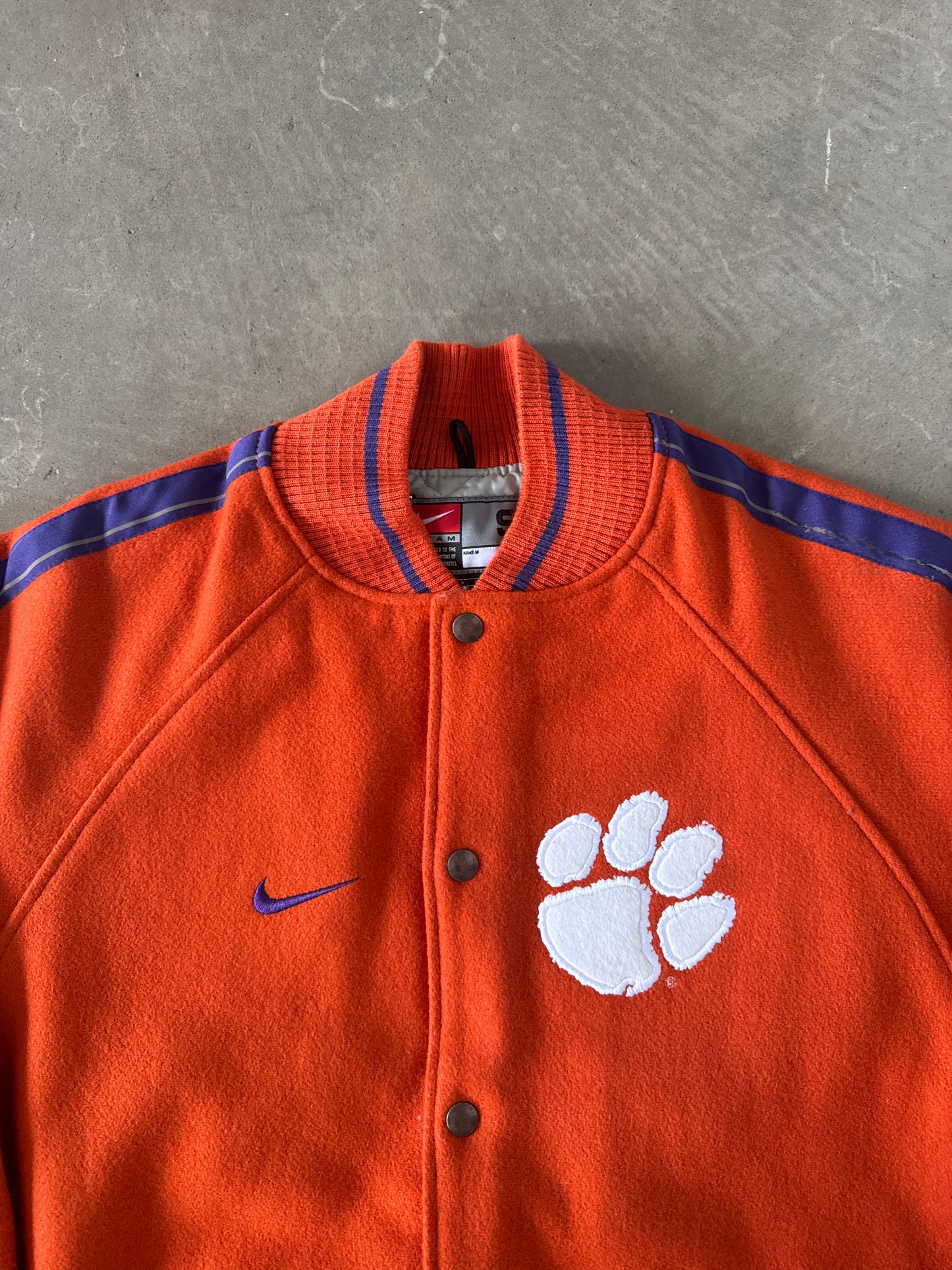 Vintage 90s Nike Clemson University Tigers Embroidered Varsity Jacket