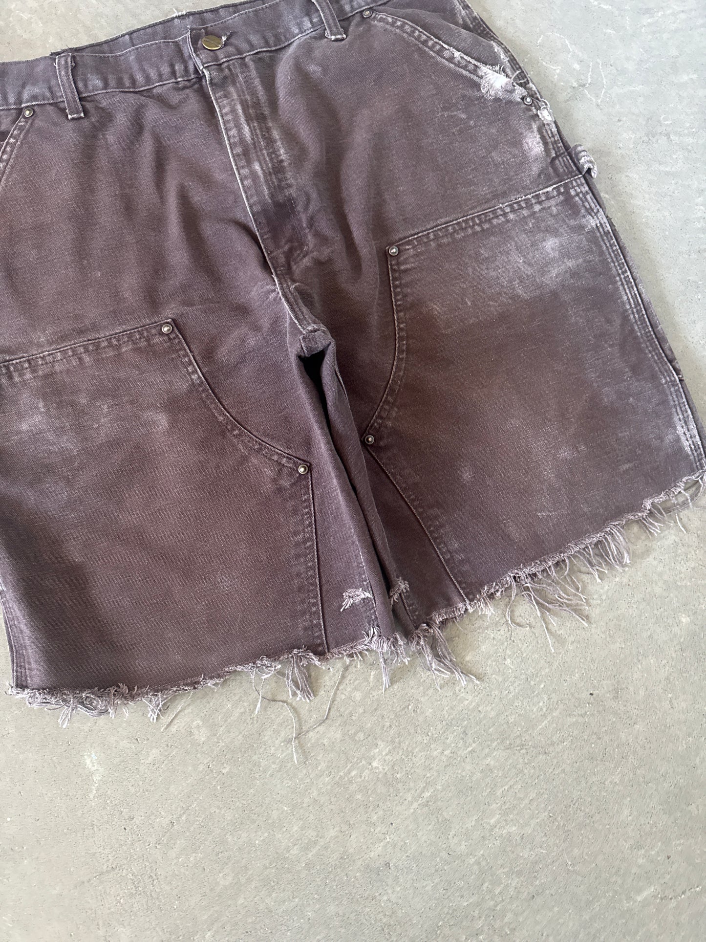 Vintage Carhartt Distressed Faded Brown Double Knee Cut Off Shorts