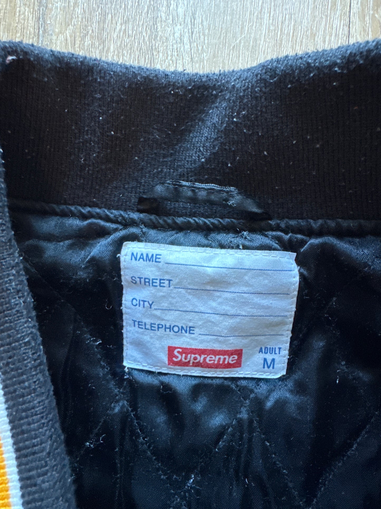 Supreme Black Bone Varsity Jacket