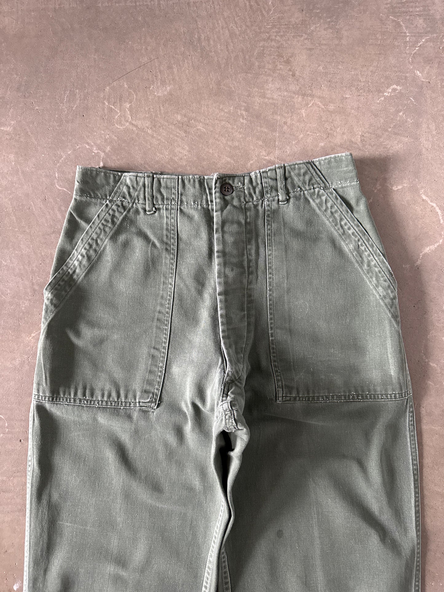 Vintage 70s Vietnam Era OG-107 Military Utility US Army Fatigue Olive Green Trousers