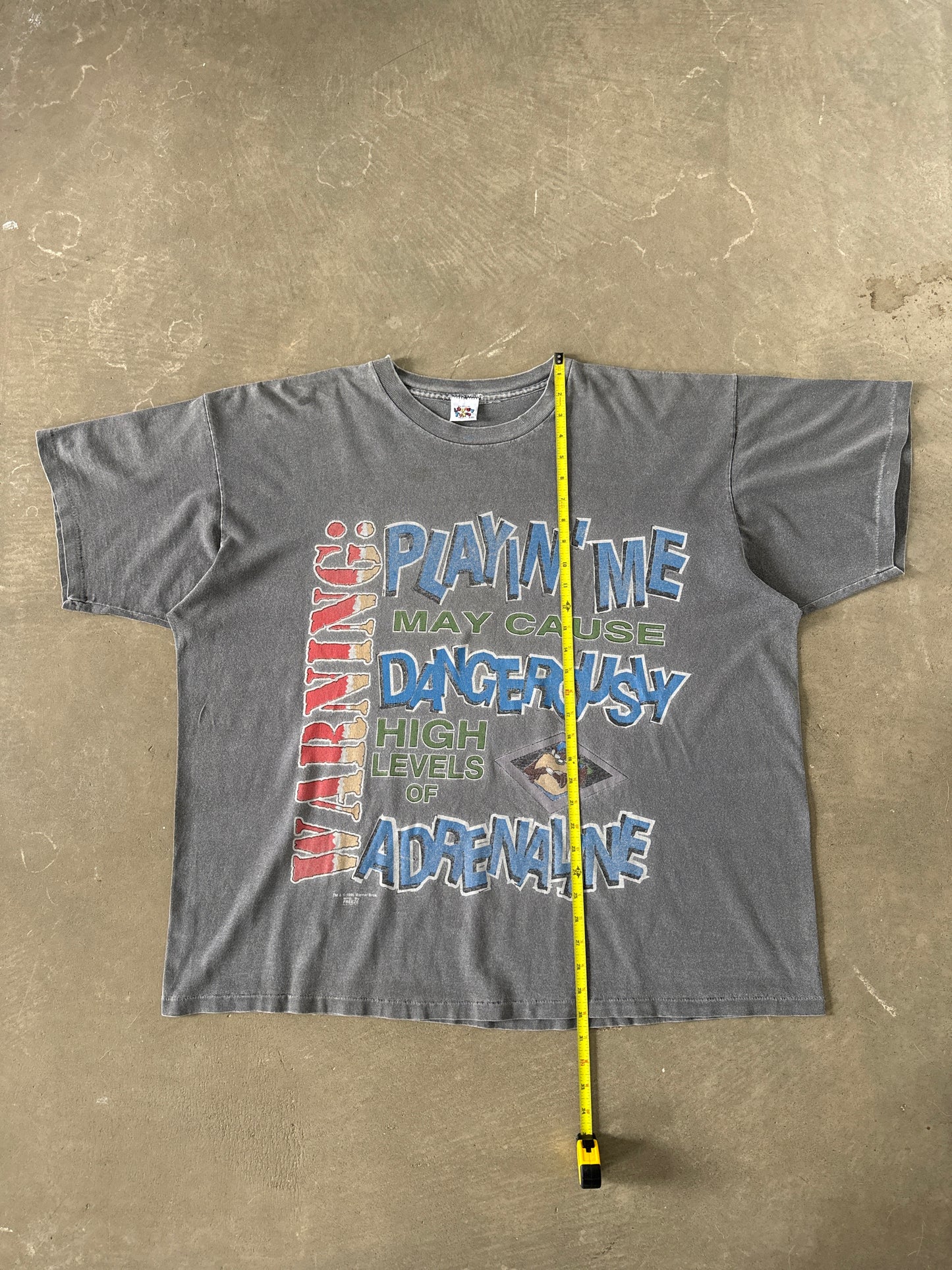 Vintage 1995 Looney Tunes Taz Tasmanian Devil Warning Boxy Fit Tee